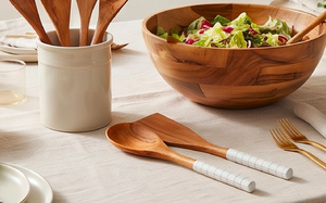 Classic Brown Wooden Spoon Set of 5 Elegant <b>Grid</b> Handle Cutlery Utensils For Tableware Dining Use Kitchen And Hotel Use - Product Image 6