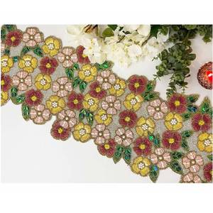 High Quality Leaf Design Glass Beaded Table <b>Runner</b> Durable Lightweight Decorative Table <b>Runner</b> for Dining Wedding & Everyday Use - Product Image 5