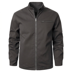 Chaqueta de Hombre con Cierre y Cuello Alto, Color Sólido, Estilo Casual para Otoño, Material Poliéster, Corte Regular - Product Image 5