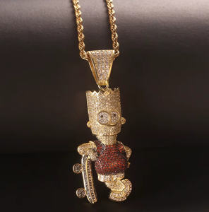 Collar con Colgante de Personaje de Dibujos Animados, Cadena de Latón Chapada en Oro, Joyería Hip Hop Unisex para Regalo de Fiesta - Product Image 3