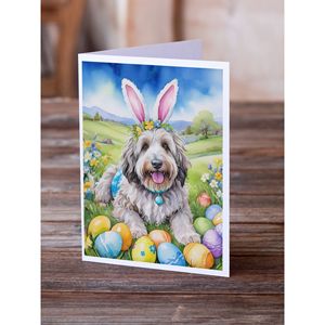 Bergamasco Sheepdog Easter Egg Hunt Greeting Cards Pack of 8 Whimsical A7 Size <b>5x7</b> Blank Note Cards with <b>Envelopes</b> - Product Image 2