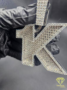 Moissanite Diamond K Letter Pendant <b>Iced</b> <b>Out</b> Necklace Hip Hop Jewelry Custom Initial Bling <b>Chain</b> Luxury Gift - Product Image 2