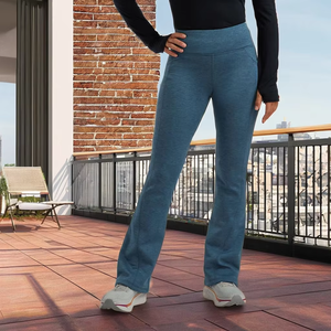 Pantalon de survêtement évasé pour femme, taille basse, décontracté, ajouré, respirant, léger, en polaire, style athlétique - Product Image 1