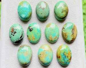 Lot de 10 pierres précieuses ovales calibrées en turquoise Kingman, turquoise Kingman naturelle à dos plat pour la fabrication de bijoux - Product Image 4