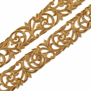 Premium Eco-Friendly 100% Cotton Embroidered Laces Stone Work <b>Sequins</b> | Luxury Vintage Bridal Border Ethnic Gota Patti Trim | - Product Image 3