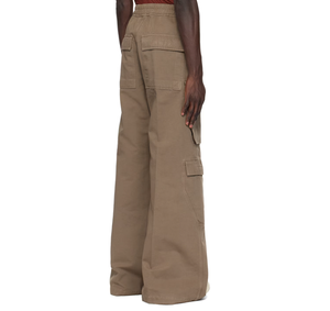 Men's Heavyweight Stone Wash Flat Front Mid Waist Fashionable <b>Work</b> <b>Cargo</b> Pants Light Brown High Custom Embroidered Canvas - Product Image 3