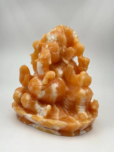 Hand Carved Natural Orange Calcite Ganesha <b>Statue</b> 6 Inch Crystal Sculpture OEM ODM Wholesale Supplier - Product Image 3
