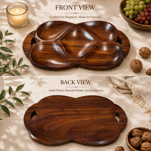 Plateau carré en bois pour fruits secs, fait à la main, en bois naturel, plateau de service décoratif, vaisselle pour fruits secs, noix, collations, apéritifs, cuisine - Product Image 5