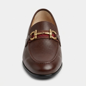 Mocasines de Cuero Genuino Marrón con Punta Redonda y Hebilla Dorada Decorativa, para Todas las Temporadas, con Suela de Goma Cómoda - Product Image 3