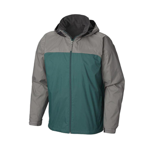 Veste coupe-vent imperméable personnalisée pour homme, à capuche, bicolore, légère, sportive, résistante à la pluie, softshell, fermeture éclair intégrale - Product Image 1
