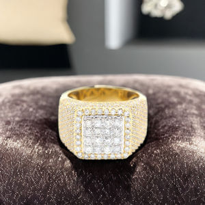 Luxury 10K Solid Gold Men's Custom Bling Moissanite Rhodium Plated <b>Wedding</b> <b>Anniversary</b> Band Iced Championship Hiphop Fine Rings - Product Image 4