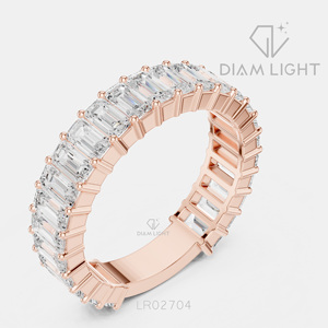 Bague de fiançailles en or blanc 14 carats avec diamant de laboratoire taille baguette 2,38 carats, pierres latérales, bague de mariée, certifiée IGI, bijoux fins - Product Image 4