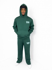 Custom Logo Gray Solid Design Fleece Tracksuit Set Plain <b>Oversized</b> Hooded Sweatshirt Pullover Hoodie and <b>Sweatpants</b> Two Piece - Product Image 6