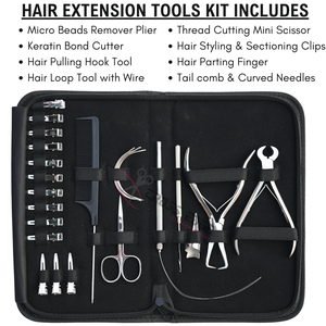 Kit de herramientas para extensiones de cabello con cortador de queratina, alicates para remover microenlaces, gancho para extraer cabello, peine de cola de rata, agujas de coser curvas - Product Image 2