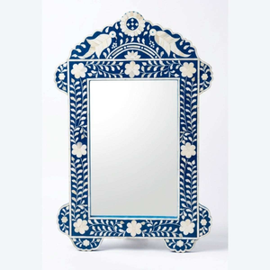Miroir mural moderne fait main avec incrustations en os, design durable et écologique, finition décorative haut de gamme - Product Image 1