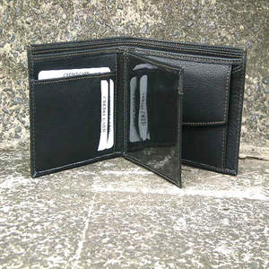 Cartera de Cuero Genuino Personalizada para Hombre, con Bloqueo RFID, Estilo Rock, Cierre de Cremallera, Diseño de Letras de Lujo y Patrón de Caracteres - Product Image 4