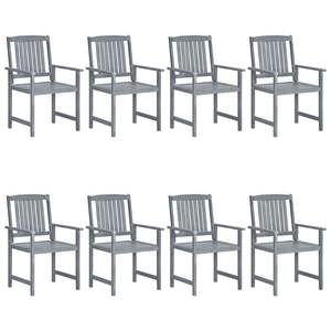 8pcs chaises de patio en bois d'acacia massif avec coussins gris - Product Image 3