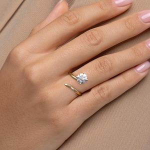 14k Gold <b>Open</b> Bypass <b>Ring</b> 1.50 CT Lab Grown Diamond Round Brilliant Cut IGI Certified Luxury Engagement - Product Image 3