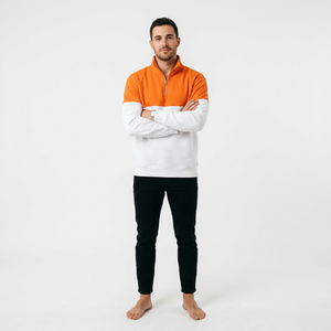 Sudadera con media cremallera al por mayor de fábrica, de algodón de peso medio, para marcas de ropa masculina - Product Image 1