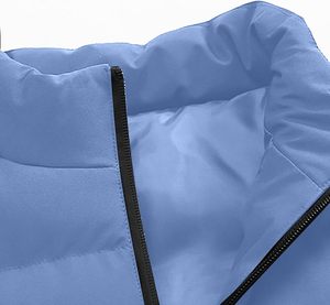 Chaleco Acolchado Azul para Hombre, Cuello Alto, Cierre de Cremallera, Cortavientos, Informal, Ropa de Invierno, Relleno de Poliéster, Bolsillos, Largo Regular - Product Image 5