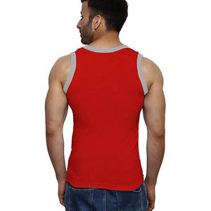 Men's <b>Red</b> Sleeveless <b>Tank</b> <b>Top</b> Solid Color Knitted O-Neck Casual Style - Product Image 5