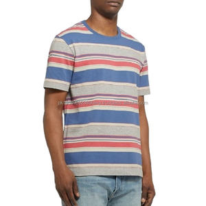 T-shirt Homme 2026 Personnalisé Sérigraphié Prix de Gros Nouveau Design Rayé Col Rond Manches Courtes Confortable - Product Image 1