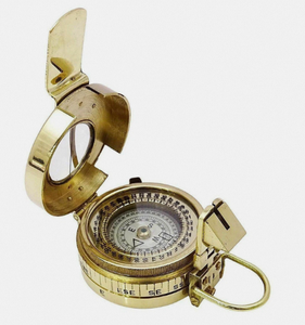 Vintage Brass <b>Compass</b> Round Polished Gold Plated <b>Antique</b> Style Navigation Instrument Outdoor Collectible - Product Image 1