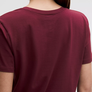 Camiseta de Manga Corta con Cuello en V para Mujer, Color Sólido, Corte Holgado, Secado Rápido, Tejido de Poliéster, Informal, para Primavera y Verano - Product Image 6