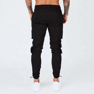 PIHA SPORTS Pantalon cargo noir pour homme en denim de coton, avec logo personnalisé imprimé numériquement, fermeture à cordon de serrage, délavage à la pierre, haute qualité, poches cargo - Product Image 4
