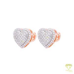 Boucles d'oreilles élégantes en forme de cœur avec diamants de laboratoire, en argent 925 plaqué or, bijoux en pierres précieuses, cadeau pour femme - Product Image 3