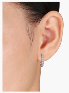 <b>Hoops</b> Earrings Diamond Earrings Gold and <b>Silver</b> Earrings Natural and Lab Grown Diamonds Earrings <b>Hoops</b> Fine Jewelry for Women - Product Image 3