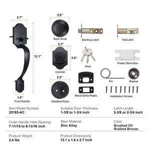 Set Serratura Anteriore Monocilindrica con Interasse Fori Regolabile, Maniglia Interna e Maniglia Esterna con Catenaccio - Categoria Prodotto: Serrature - Product Image 2
