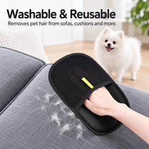 Gant anti-poils électrostatique réutilisable et lavable, durable, avec bordure renforcée, pour meubles, vêtements, poils de chien et de chat - Product Image 2