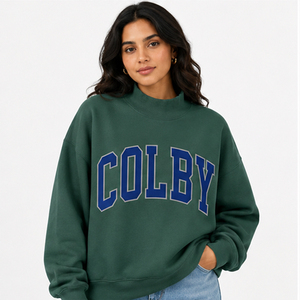 Sweat-shirt Colby surdimensionné à col rond, manches régulières, unisexe, en polaire, décontracté, automne, vert, bleu, imprimé lettres - Product Image 1