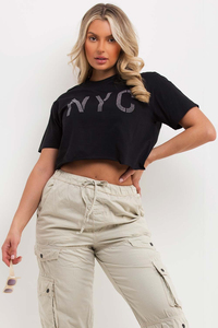 T-shirts en coton 100% écologiques pour femmes, avec logo personnalisé, imprimés de strass, pour l'été - Vente en gros, toutes tailles disponibles - Product Image 2