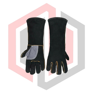 Black Leather Welding Gloves Reinforcement Full Safety Tear-Resistant Heat-Insulating Anti-Vibration Anti-Static Silicone-Free - Product Image 5