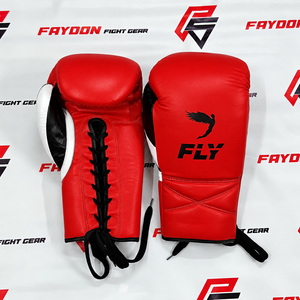 Guantes de Boxeo Rojos Personalizados de Último Modelo, 100% Cuero Genuino, Cómodos para Kickboxing, Sparring, Entrenamiento, con Cordones - Product Image 1
