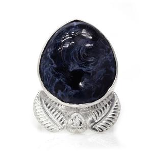 Anillo de Eternidad Bohemio de Plata de Ley 925 con Gema de Pietersita Azul Pera, Engaste de Bisel, Estilo Clásico, Sin Níquel, para Mujer, para Boda - Product Image 1