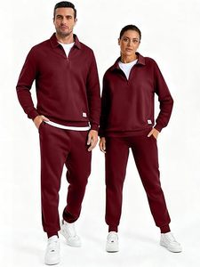 Conjuntos deportivos de 2 piezas para hombre, conjunto de chándal con camiseta polo con cremallera de un cuarto y pantalones deportivos tipo jogger. - Product Image 3