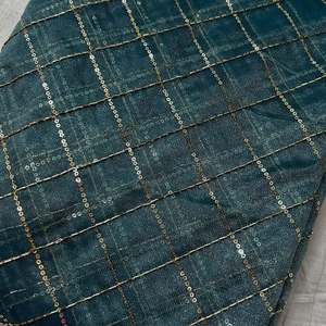 Tissu brodé perlé personnalisé, tissu à sequins, tissu dentelle, tissu organza pour kaftan, abaya, robe, textile, exportateur et acheteur en gros - Product Image 1