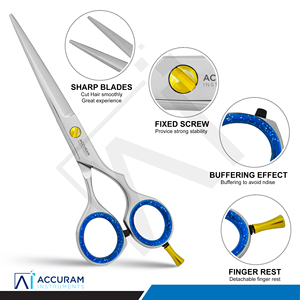 Tijeras de Peluquería Profesionales Accuram, Ecológicas, Reutilizables, de Acero Inoxidable con Filo de Cuchilla para Peluquería y Estilismo - Product Image 2