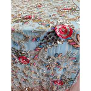 Nuevo Diseño de Tela de Encaje con Apliques Florales 3D, Bordado con Lentejuelas y Cuentas, Tul para Vestidos de Noche, Vestidos de Quinceañera y Vestidos de Novia - Product Image 3