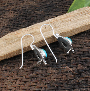 Natural Turquoise Drop <b>Earrings</b> for Women Western Style Luxury Sterling <b>Silver</b> Jewelry Vintage Stone Dangles <b>Wedding</b> Gift Her - Product Image 6