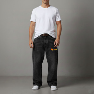 Pantalones Baggy de Mezclilla de Algodón Lavado Personalizados de Alta Calidad para Hombre, Estilo Hip Hop, Pierna Recta, Venta al por Mayor 2026 - Product Image 4