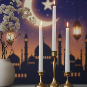 Ensemble de bougies coniques blanches pour le Ramadan, décoration de table festive islamique, cire de soja et de paraffine, non parfumées - Product Image 1