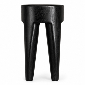 Tabouret Brutaliste en Bois Massif Fait Main, Design Organique Moderne, Salon, Bois de Suar, Qualité Supérieure, Finition Noire, Table d'Appoint, Hôtel - Product Image 3