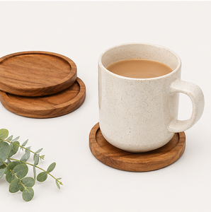 Wholesale Handmade Natural Acacia Wood Round Coasters For Drinks Eco-Friendly Durable Tabletop <b>Protection</b> For Home Office Decor - Product Image 4