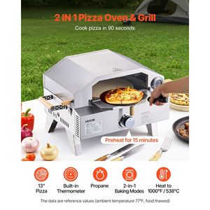 Forno per Pizza da esterno portatile a Gas per campeggio In giardino 13 pollici di Cordierite ispessita griglia termometro incorporata In pietra per Pizza - Product Image 2