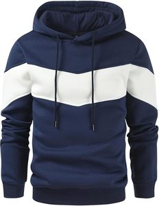 Sweat-shirt à capuche color block pour homme, pull décontracté élégant avec cordon de serrage réglable et poche kangourou - Product Image 1