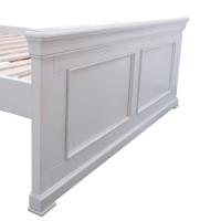 Cadre de lit Queen polyvalent – Design robuste en pin Radiata et MDF pour chambre principale, maison et appartement, blanc/noir
